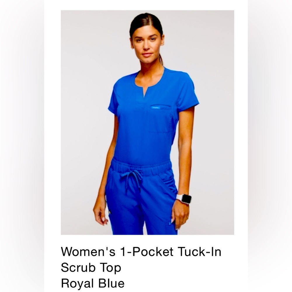 Jaanuu Royal Blue 1-pocket tuck in scrub top